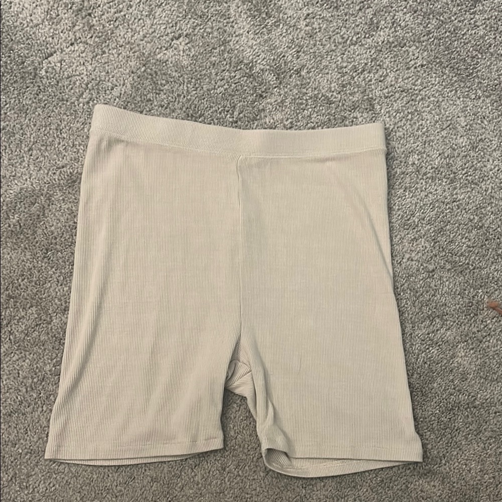 Joah brown ribbed biker shorts